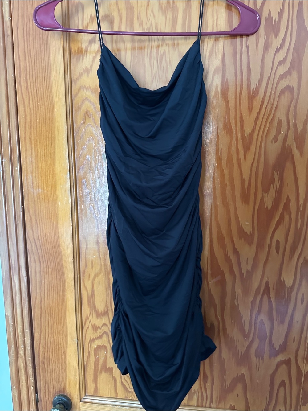 SHEIN Black Ruched Mini Dress
